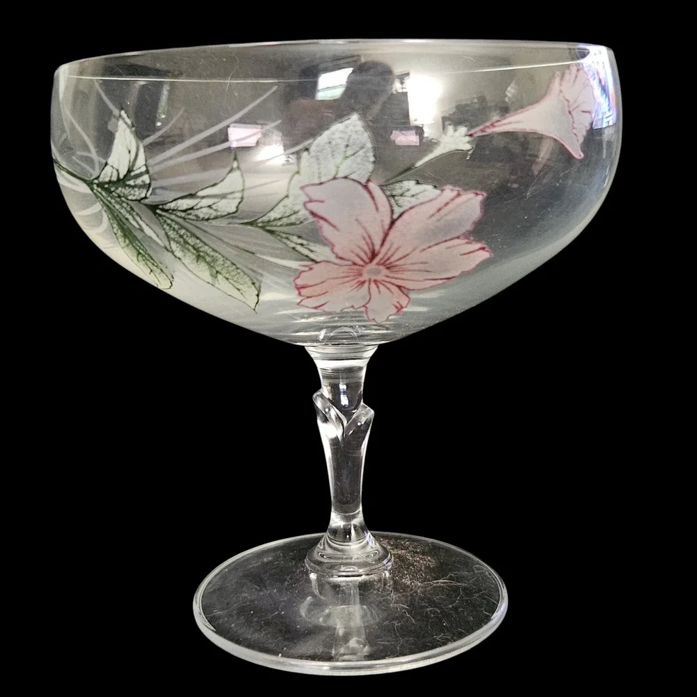 Bohemia Brigitta Coupe Glass Set Floral Etched Dessert Bowls